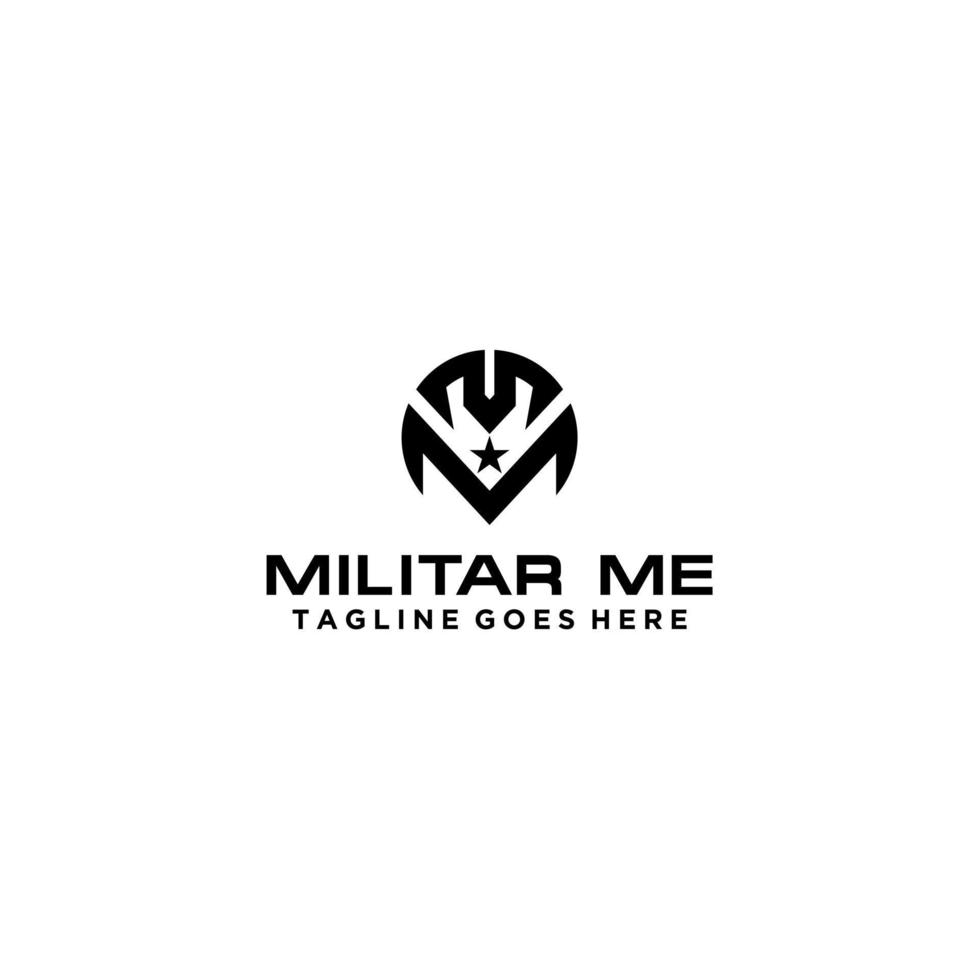 mm iniciales para logotipo militar vector