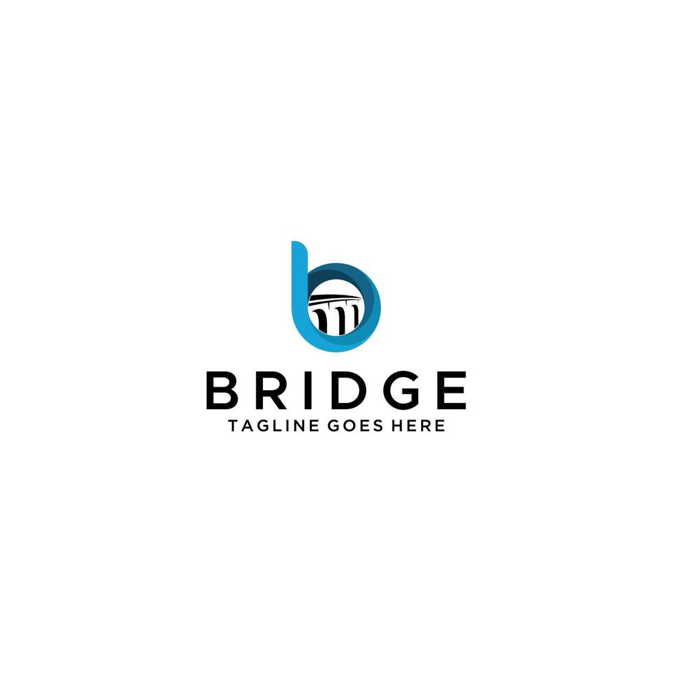 diseño de logotipo de icono de vector de símbolo de puente inicial de letra b
