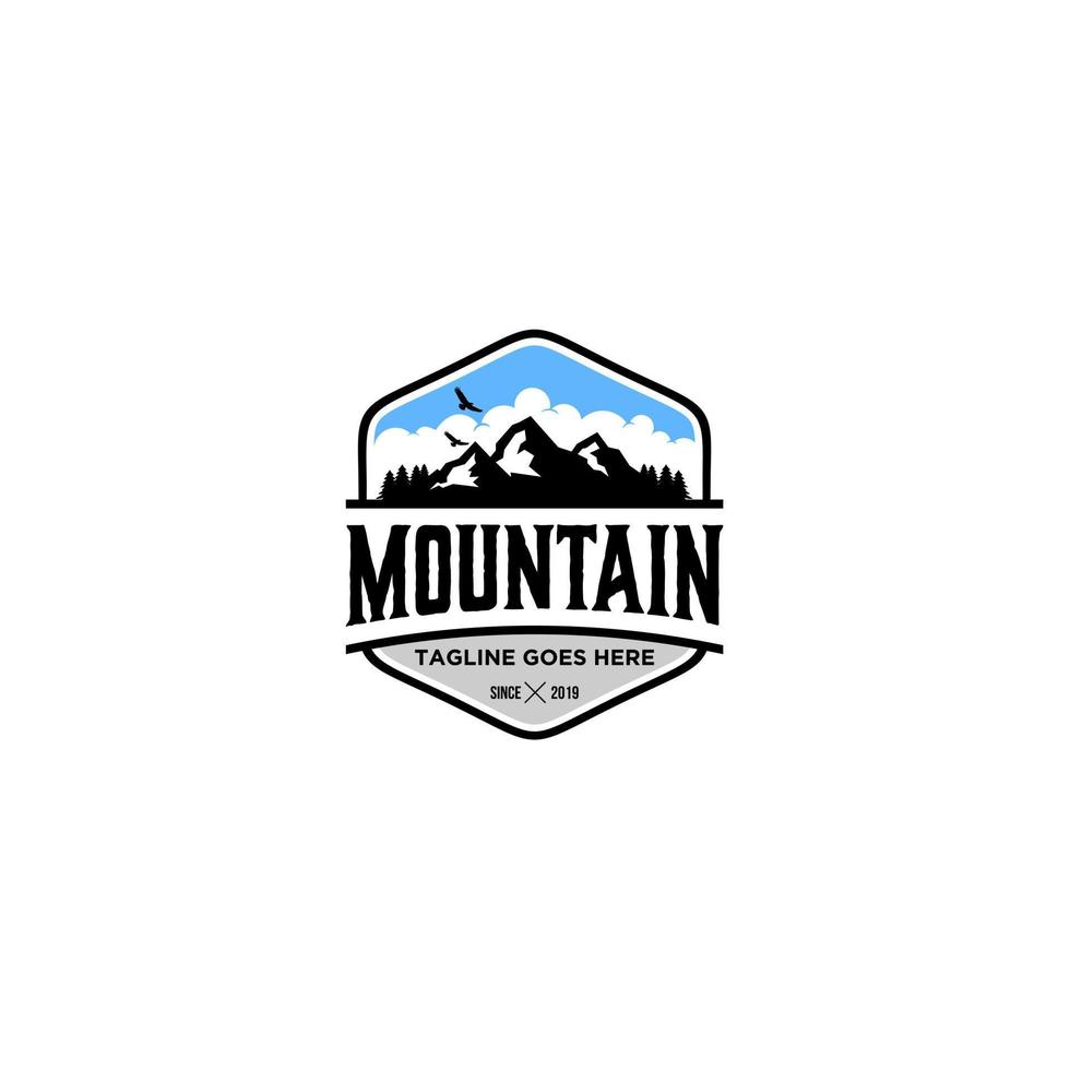 escalada, logotipo o etiqueta de montañismo. montañas Vectores