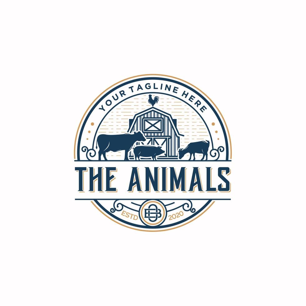 diseño de letrero de logotipo de granja de animales vector