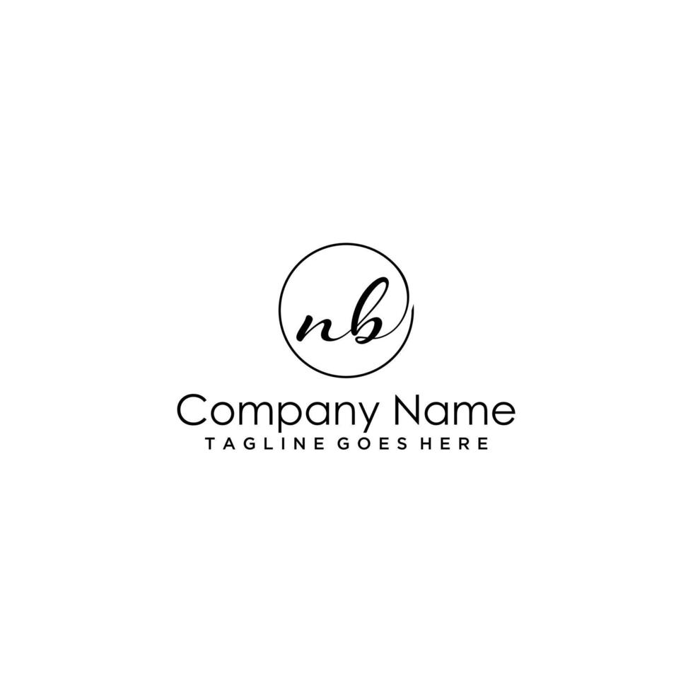 nb letra inicial logotipo de escritura a mano vector de plantilla dibujada a mano, logotipo para belleza, cosméticos, bodas, moda y negocios