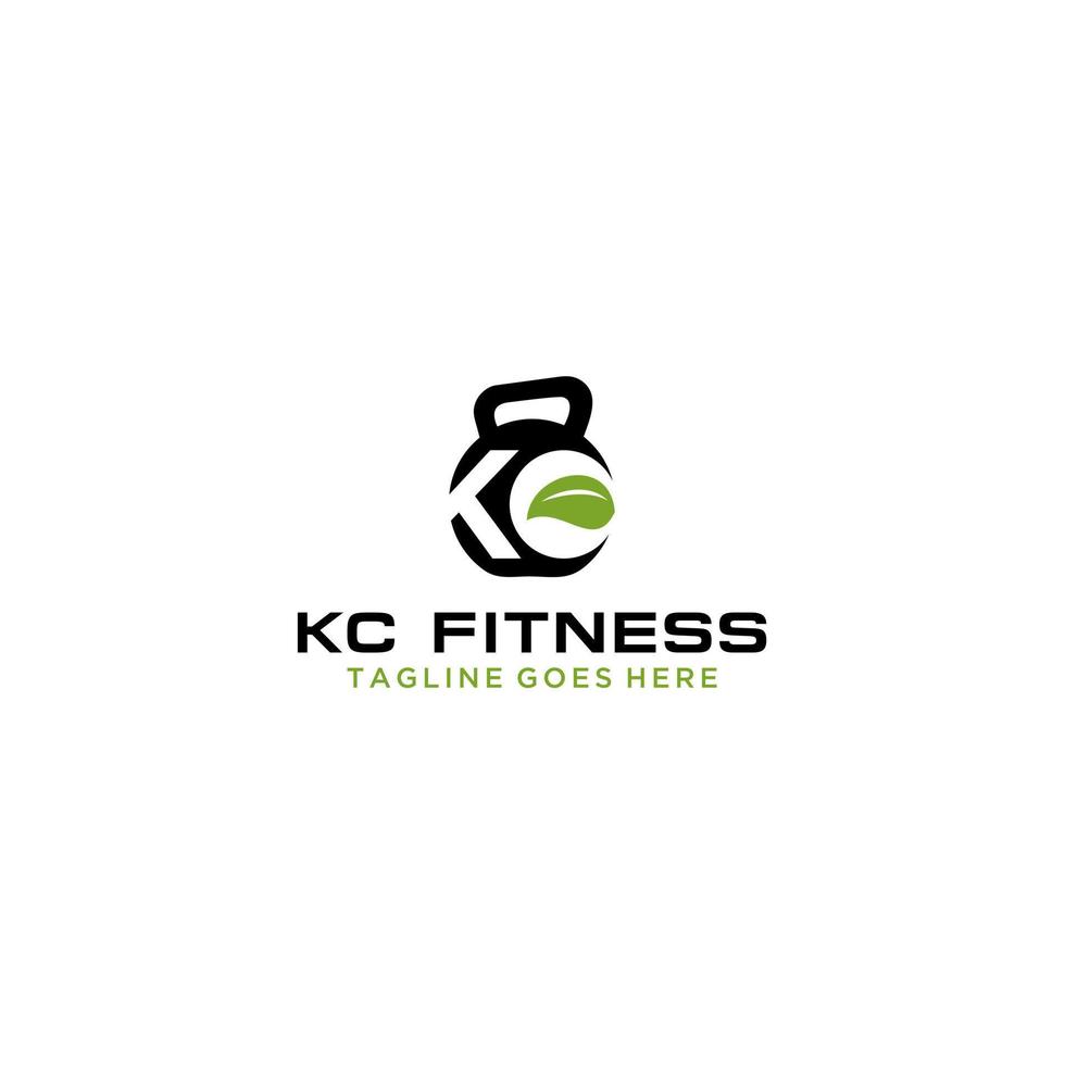 KC letter initial fitness logo design vector