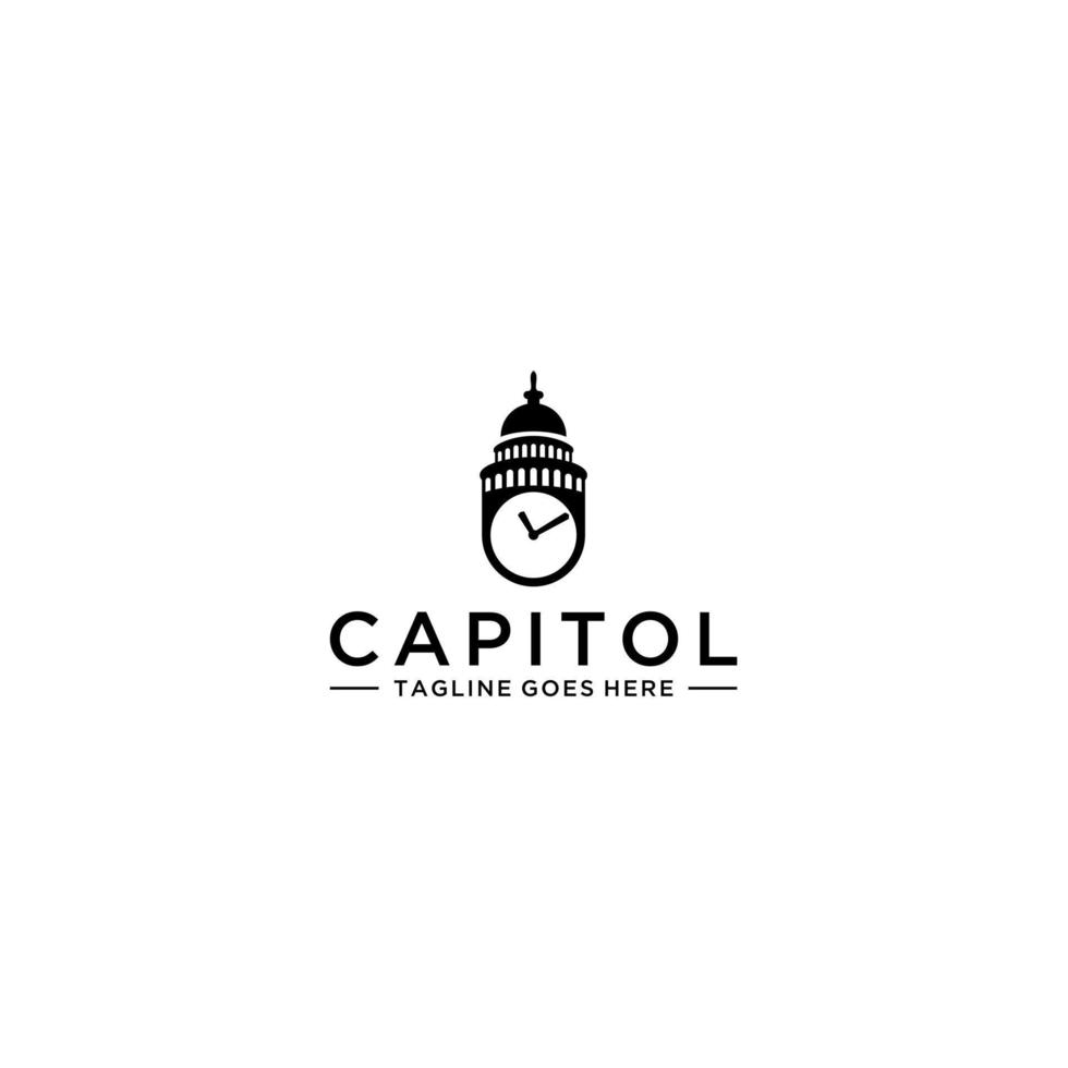 inspiración para el diseño del logotipo del capitolio y el tiempo vector