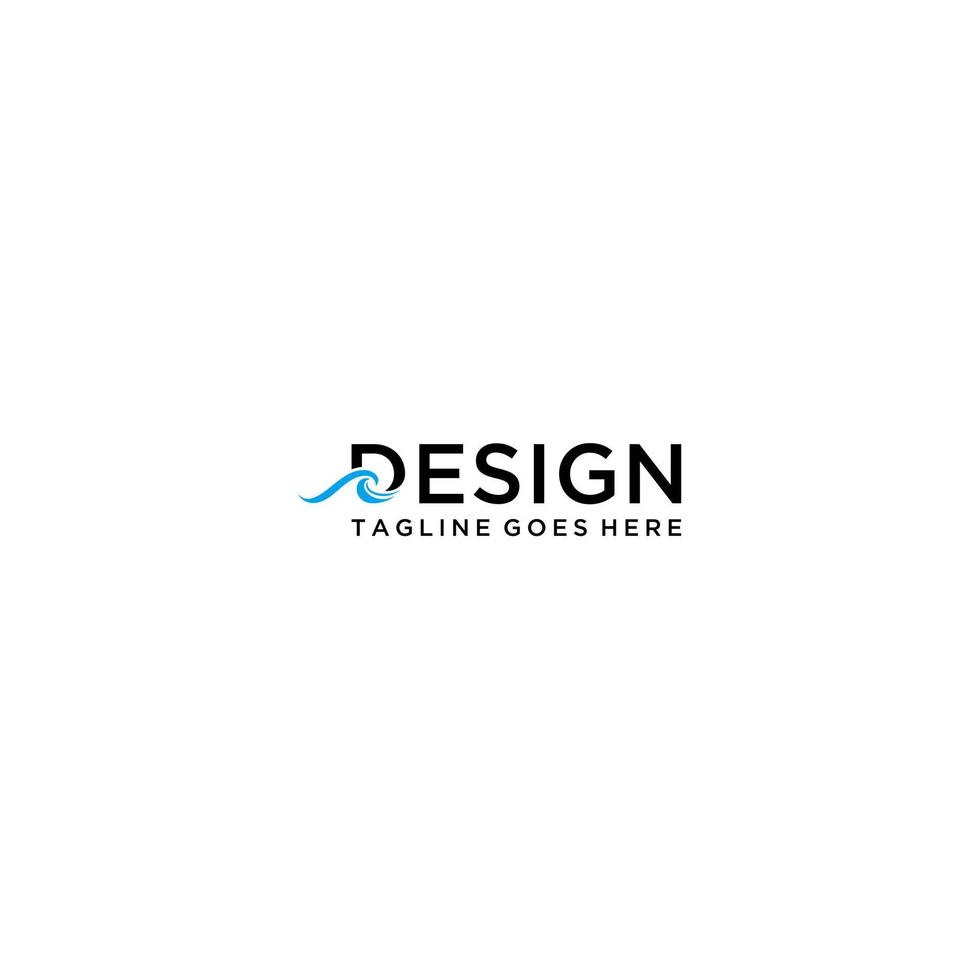 D initial and sea or water logo sign design vector