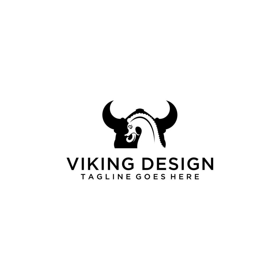 Helmet Viking Logo Template . vector