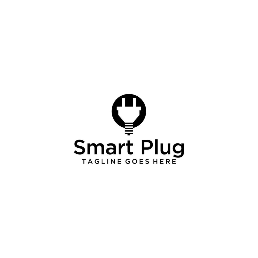 Smart plug with bulb logo design vector