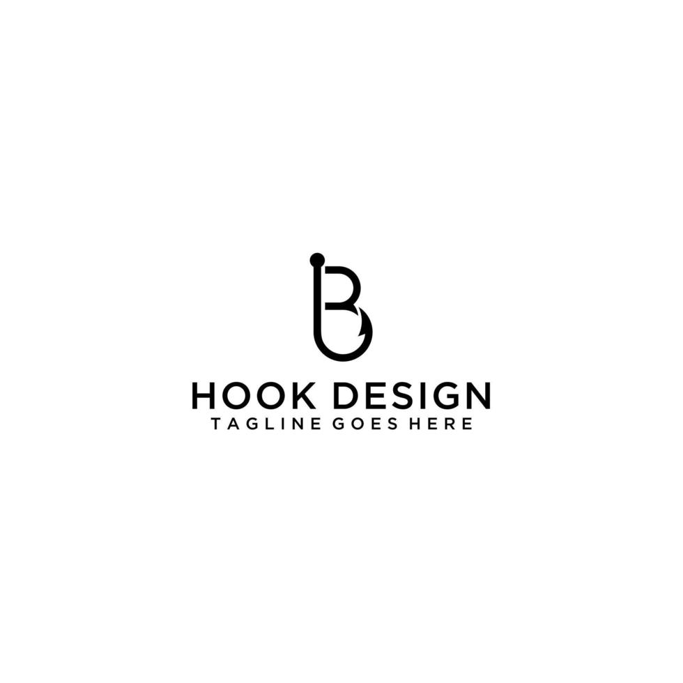 Initial letter B and hook logo sign design vector