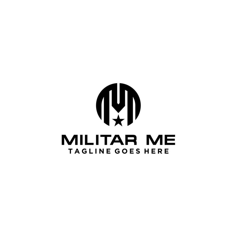 mm iniciales para logotipo militar vector