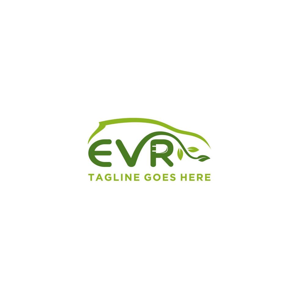 EVR Letter Electric car logo sign button. Eco transport. Car energy power charge. vector