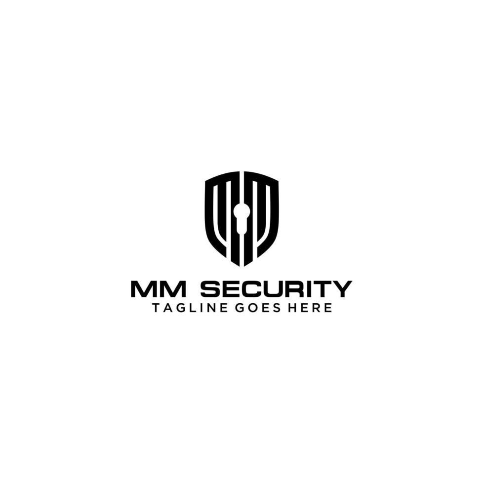 diseño de letrero de logotipo de seguridad inicial mm vector