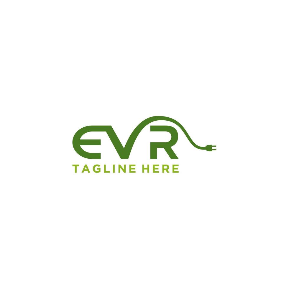 EVR Letter Electric car logo sign button. Eco transport. Car energy power charge. vector