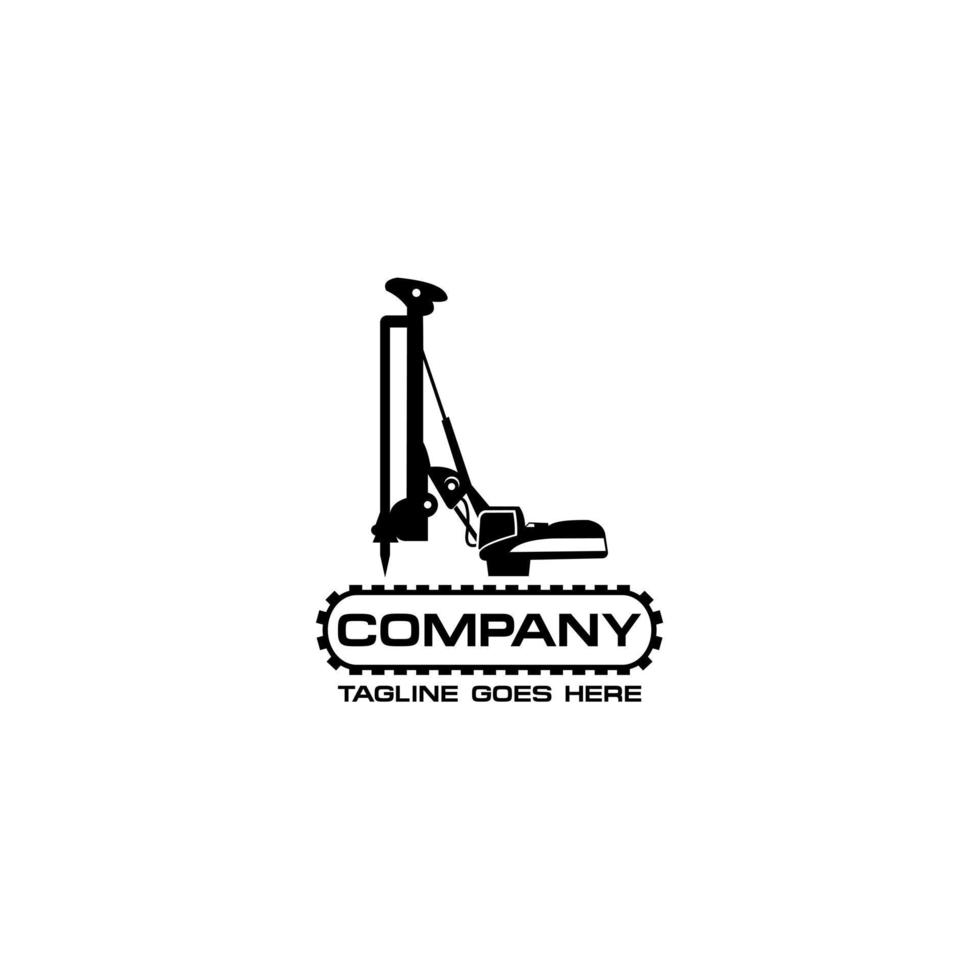 Excavator construction logo design, excavator logo element heavy equipment work. transportation vehicle mining. vector