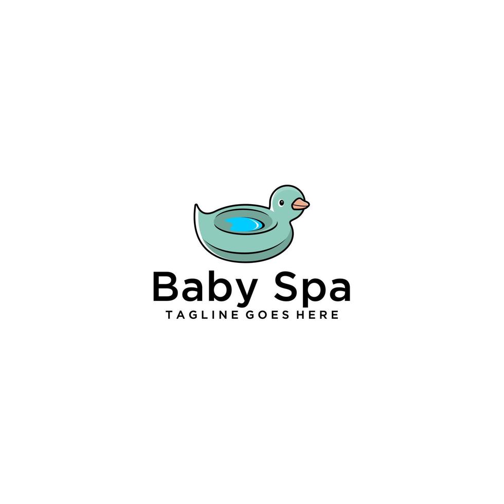 Baby spa with duck bathtub fun logo design vector