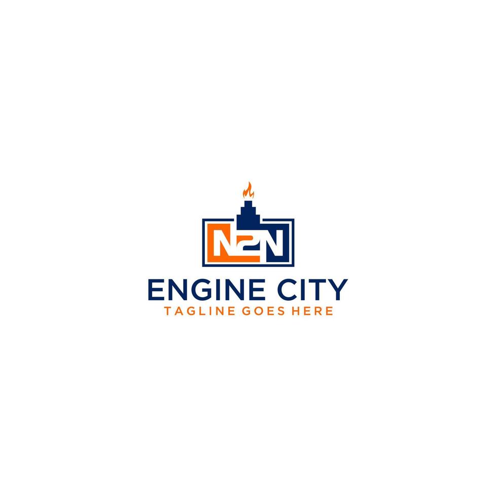 diseño de logotipo de ingeniería de ciudad inicial n2n vector