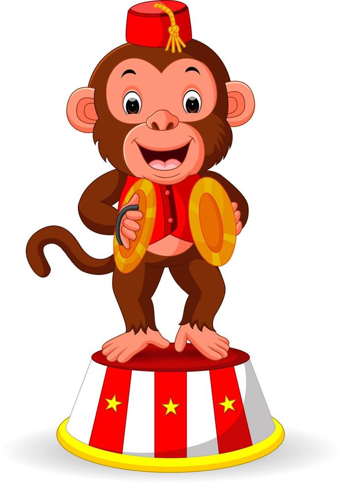 cute monkey playing percussion hand cymbals vector