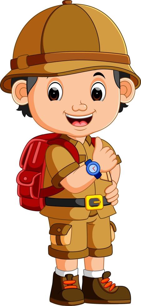 cute hiker boy vector