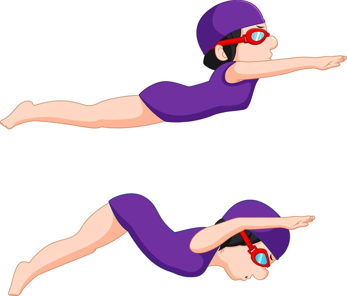 girl practice swimming vector