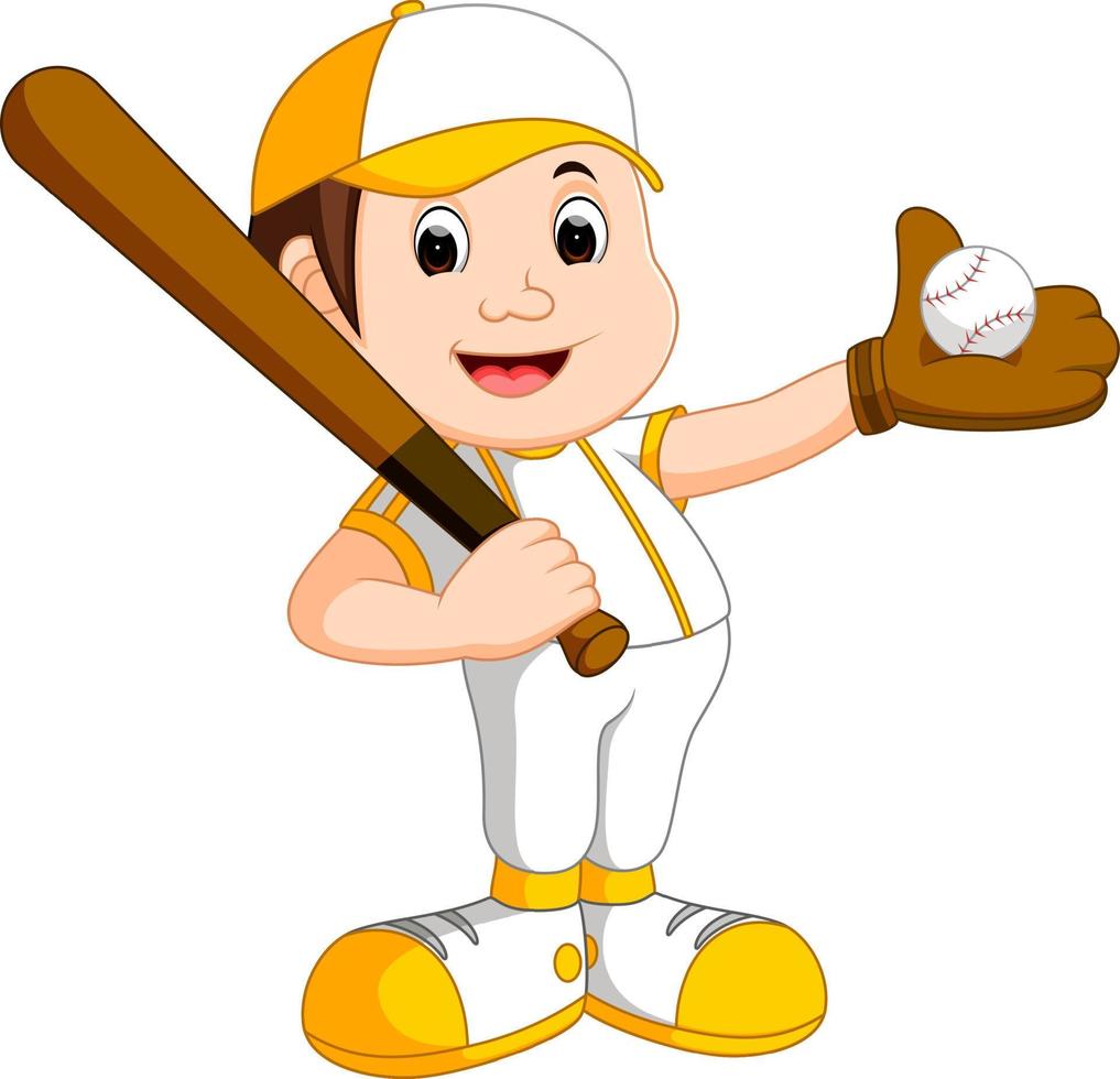 ilustración de niño jugador de béisbol vector