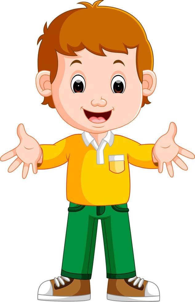 Cute boy cartoon good posing vector