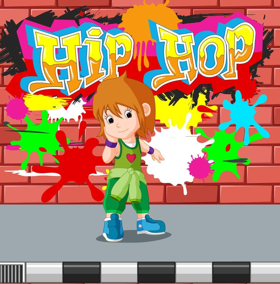 niños bailando hip hop vector