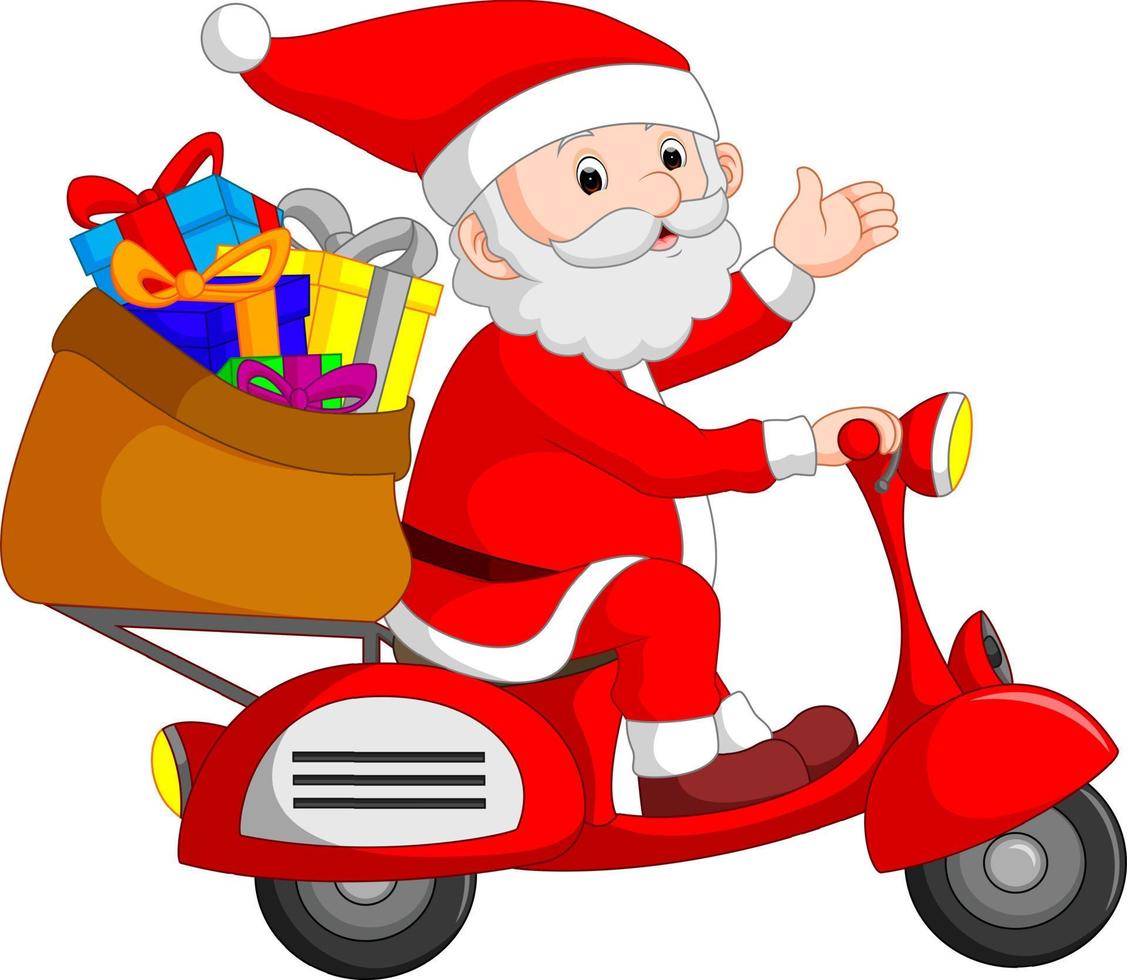 santa claus paseo en moto vector