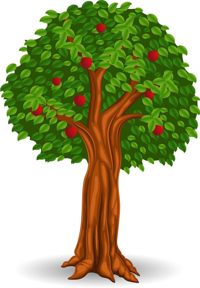 Red apple tree in the field vector