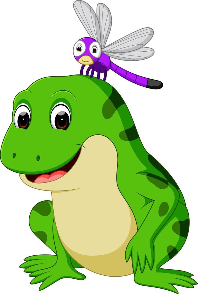 Cute frog and butterfly vector