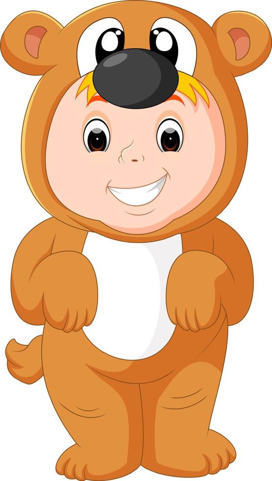 Little funny baby wearing puppy suit vector