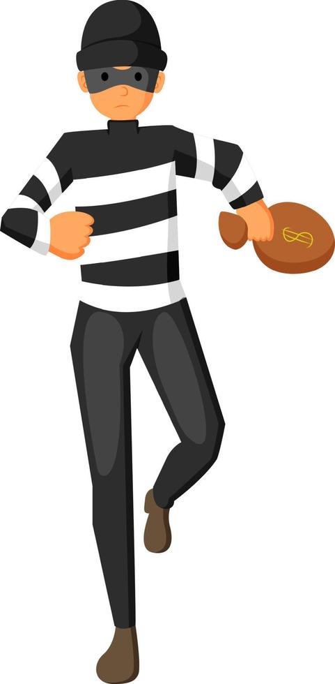 Thief carrying bag of money with a dollar sign vector