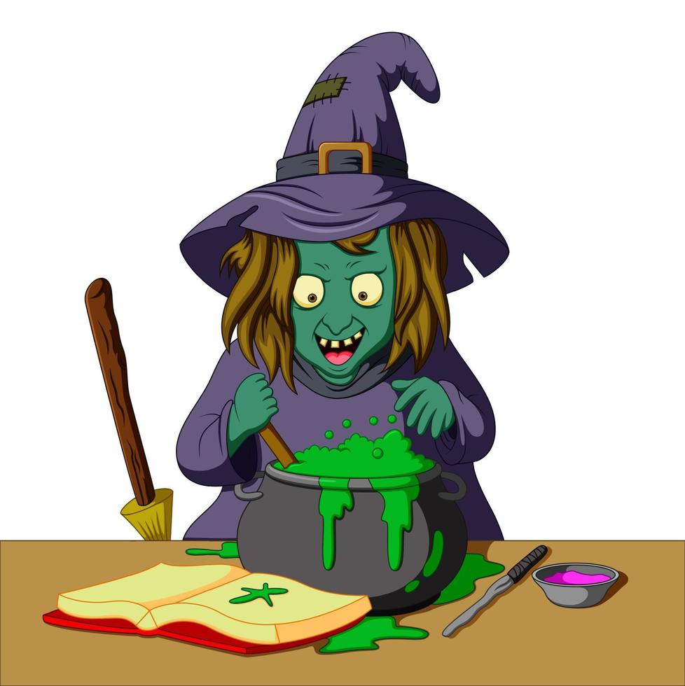 Witch preparing a potion vector