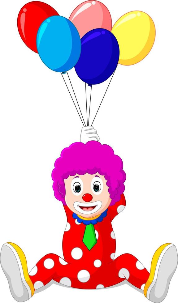 clown holding colorful balloon vector