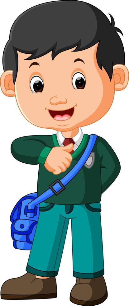 Cute boy with backpack cartoon vector