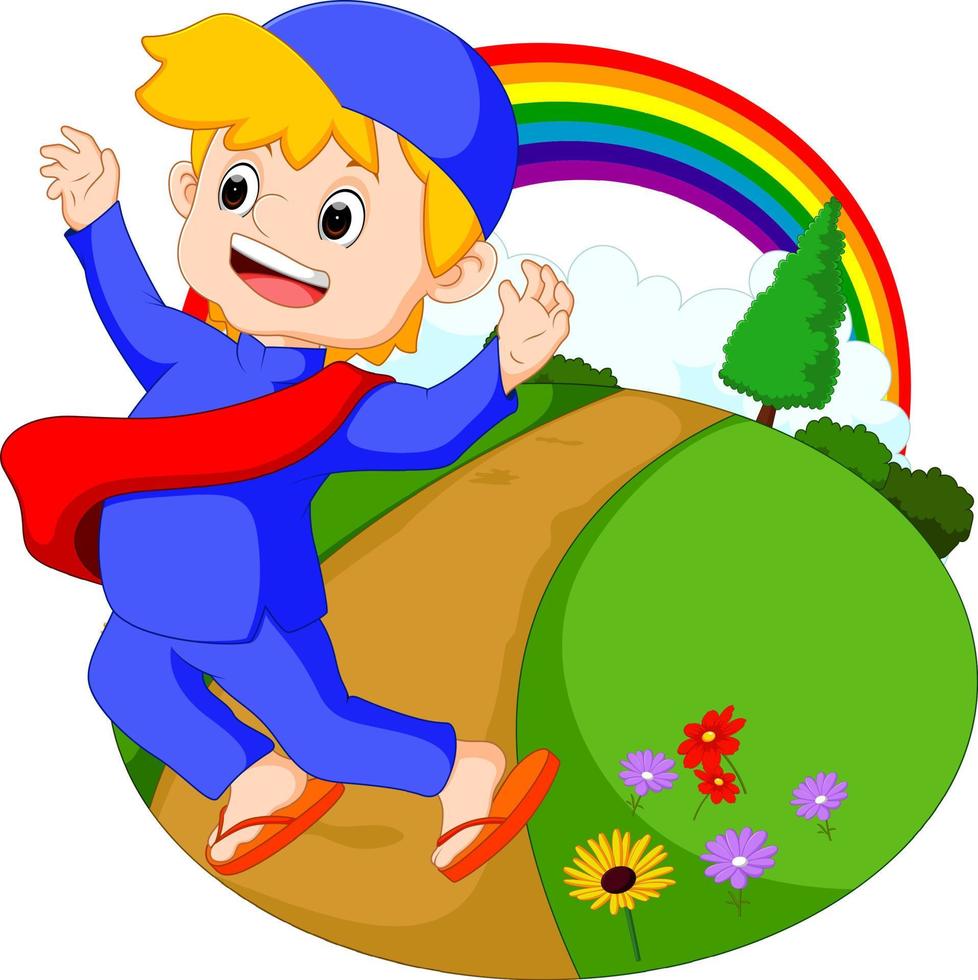 muslim boy standing vector