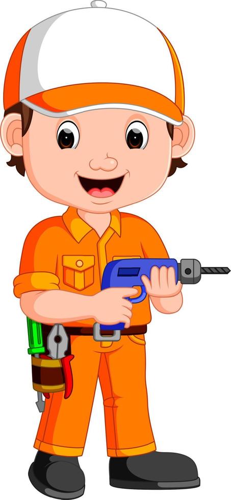 Cartoon illustration of a mechanic vector