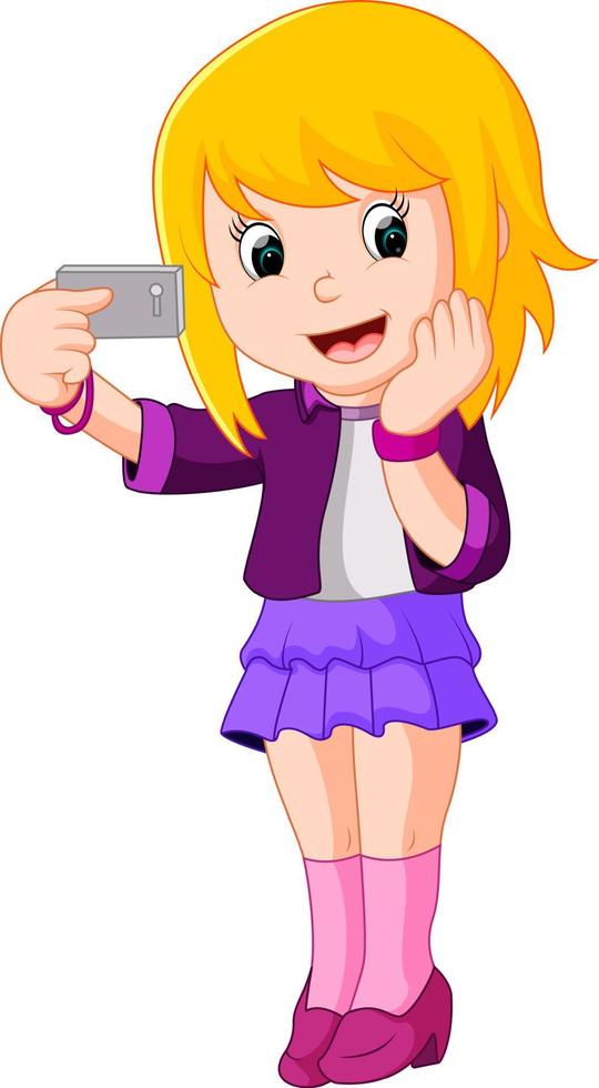 girl makes selfie vector