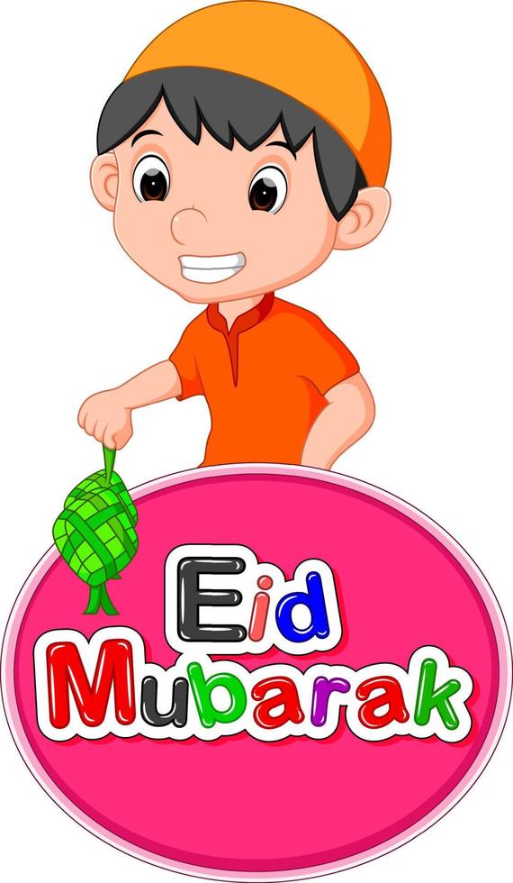 Happy Muslim kid cartoon vector