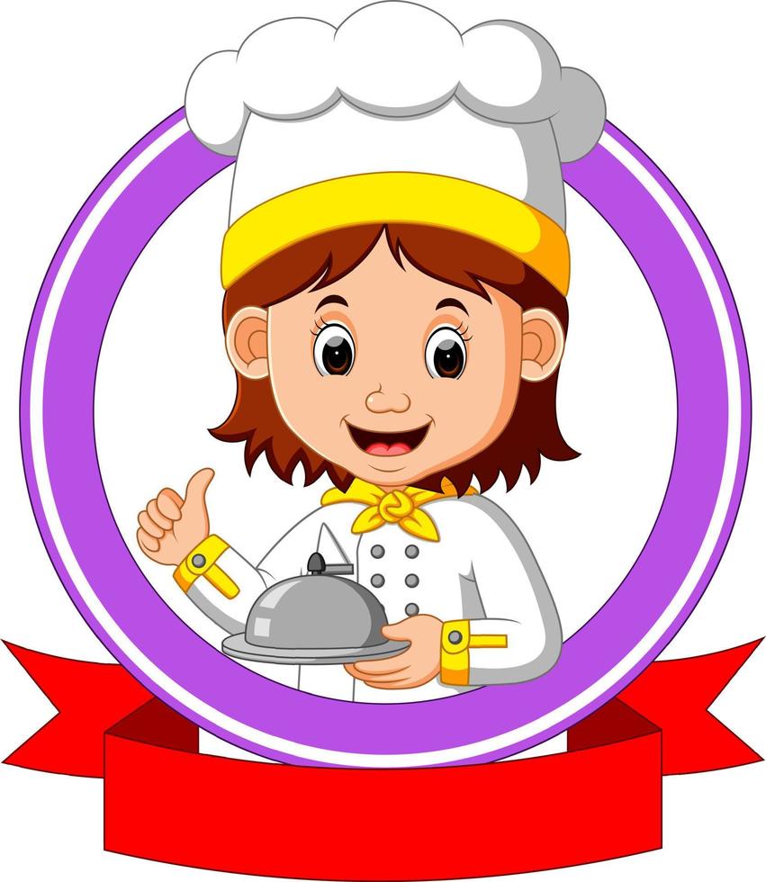 chef cook holding plate dish vector