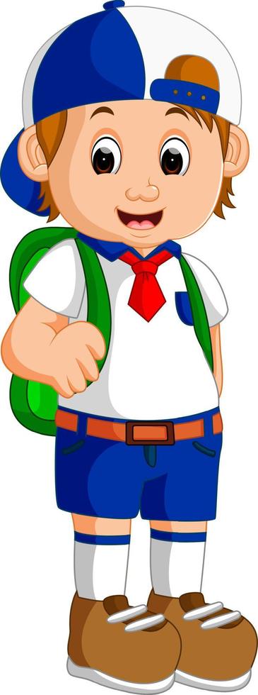 Cute boy on his way to school vector