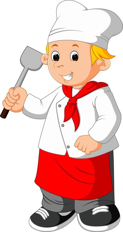 chef holding spatula vector