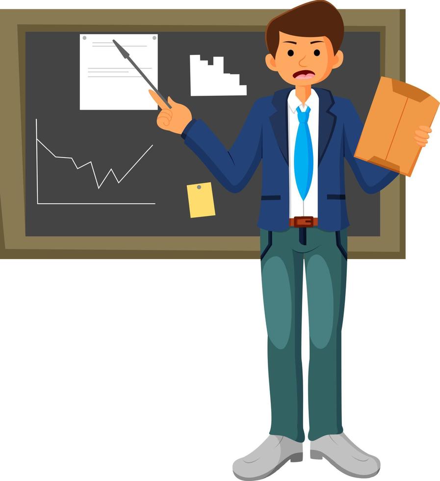 Young caucasian businessman giving business presentation vector