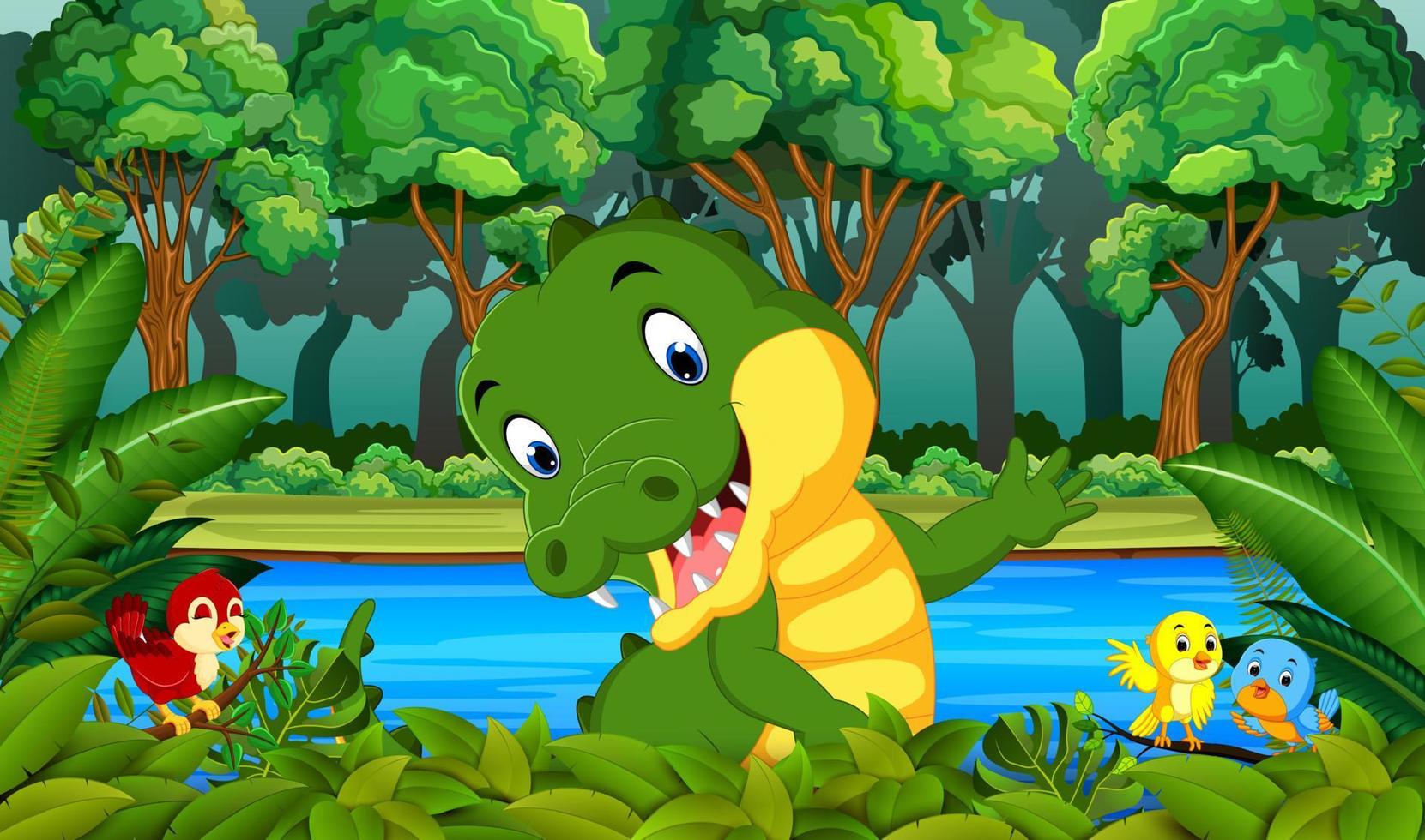 Crocodile in the forest vector