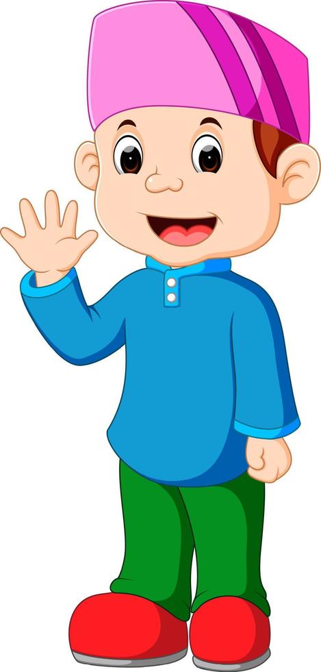 Happy Muslim kid cartoon vector