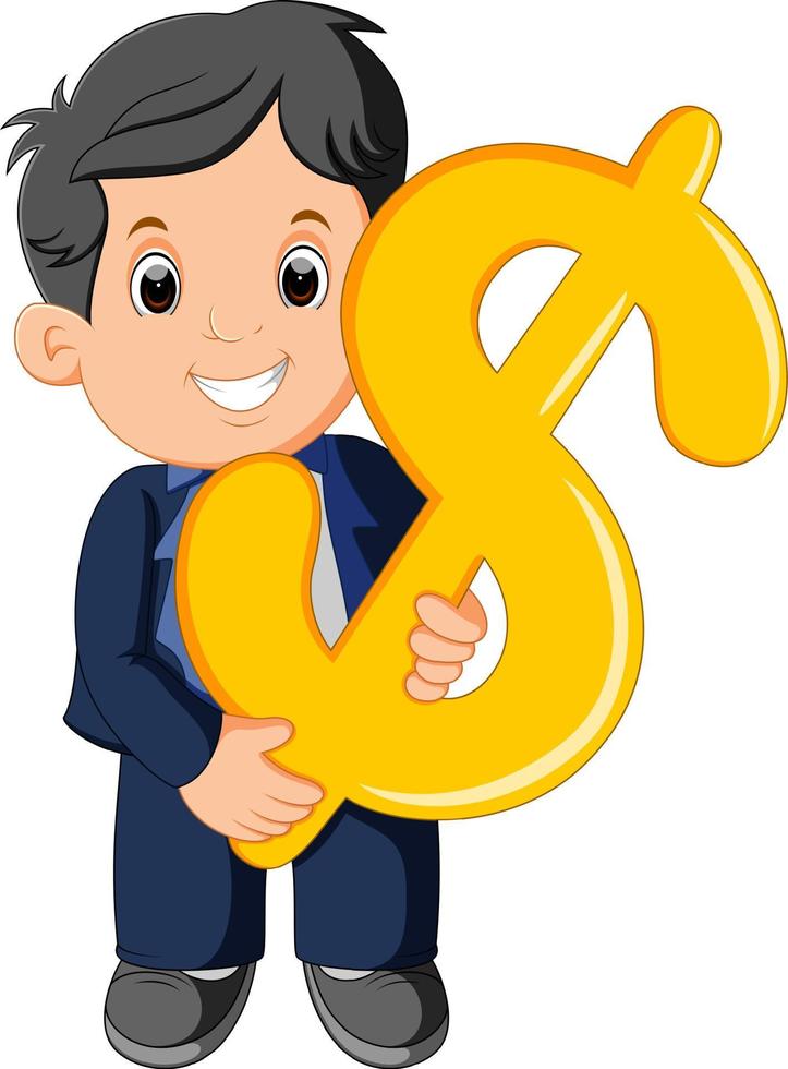 businessman holding dollar sign vector