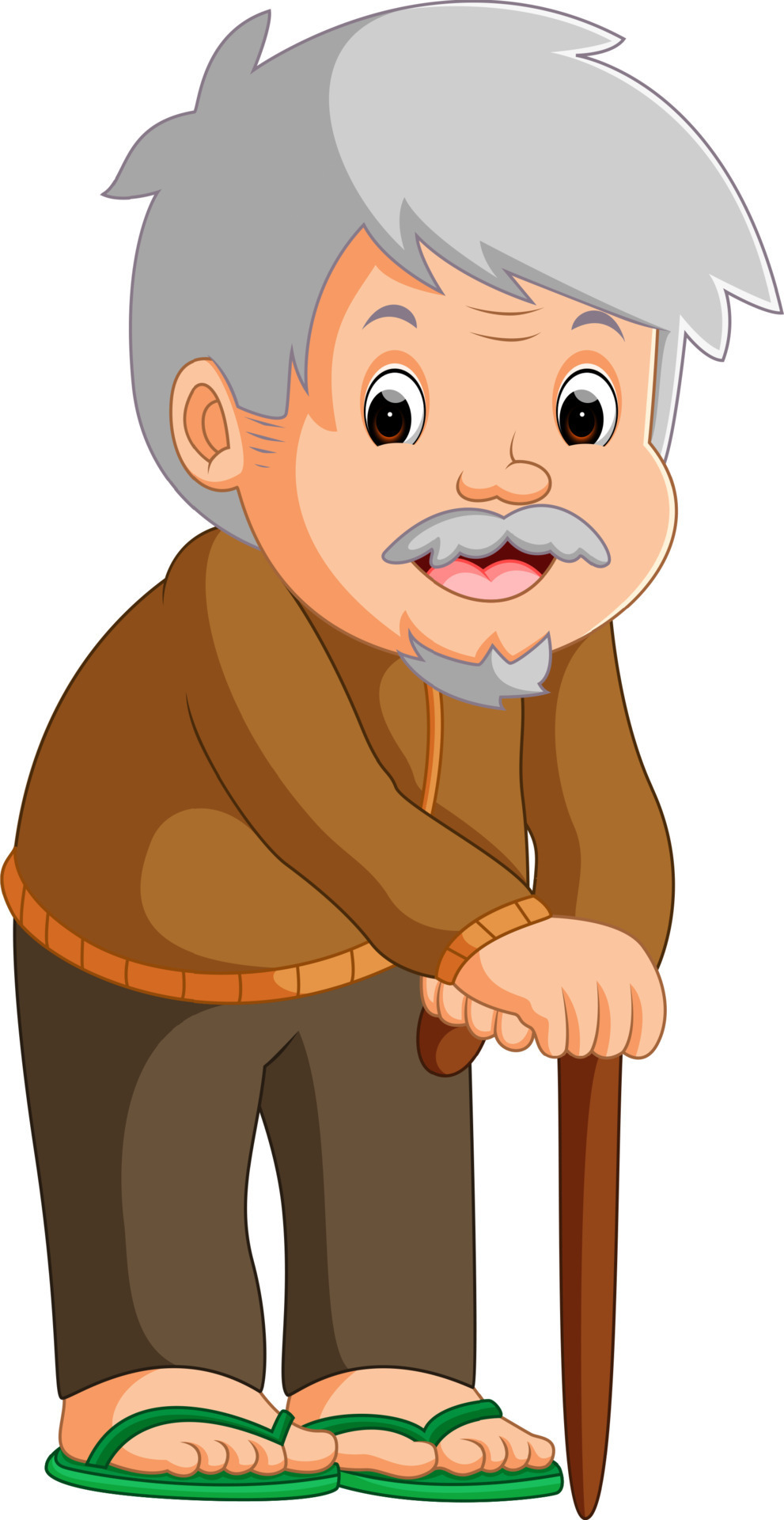 old man walking cartoon