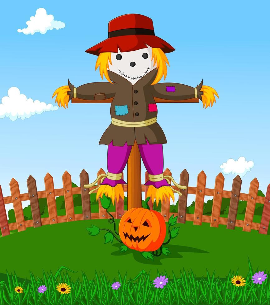 Vector illustration of Scarecrow cartoon