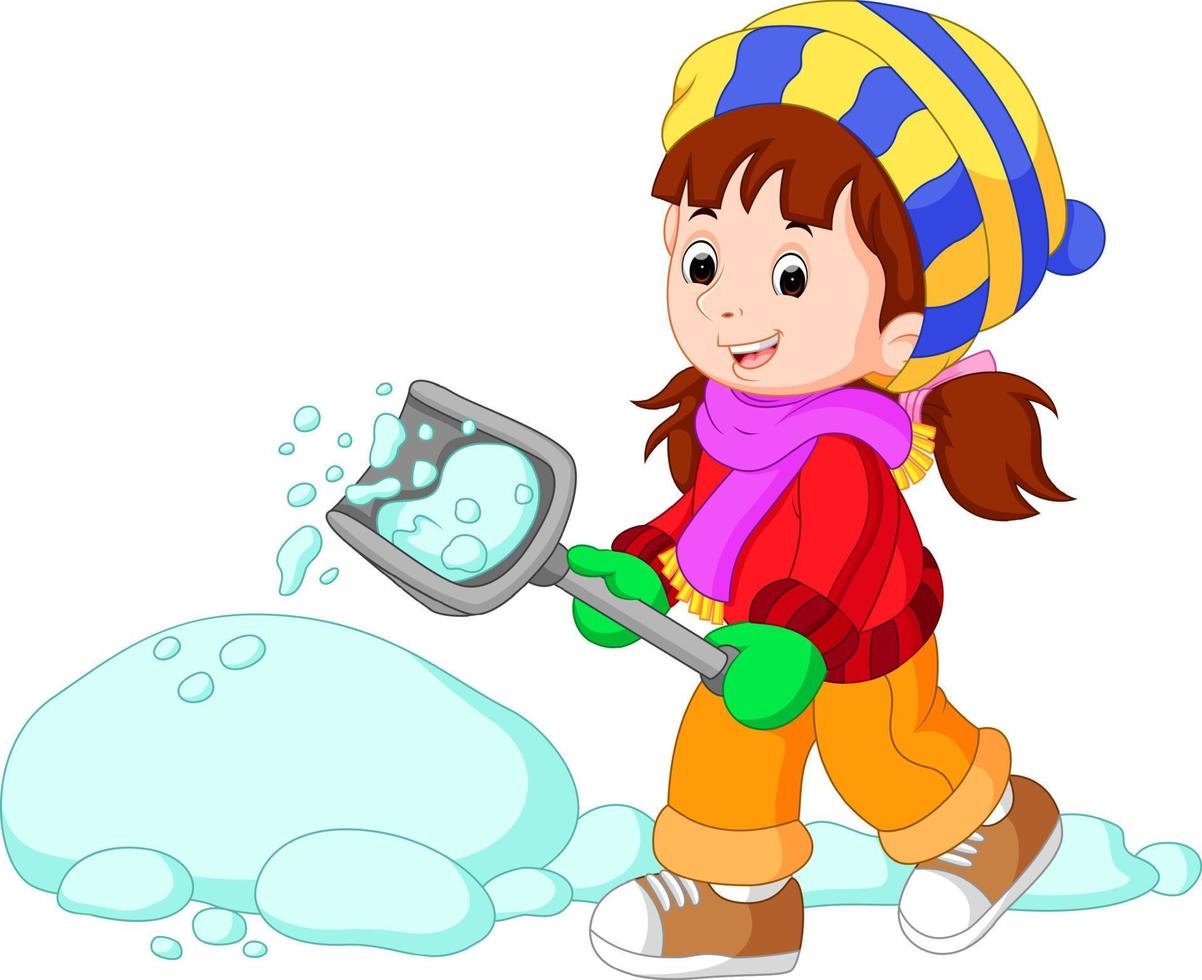 cartoon kids playing with snow vector