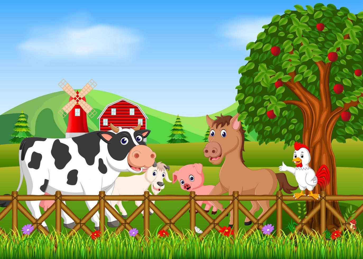 Collection animal in the farm vector