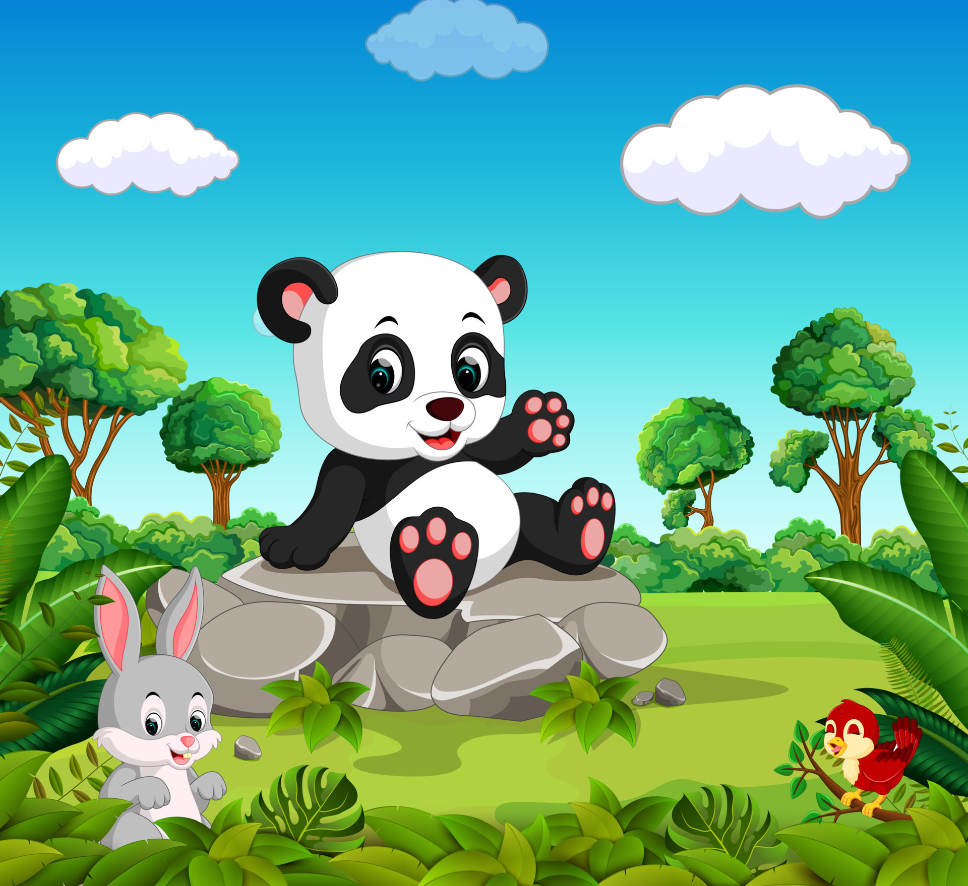 Panda in the forest 8658133 Vector Art at Vecteezy