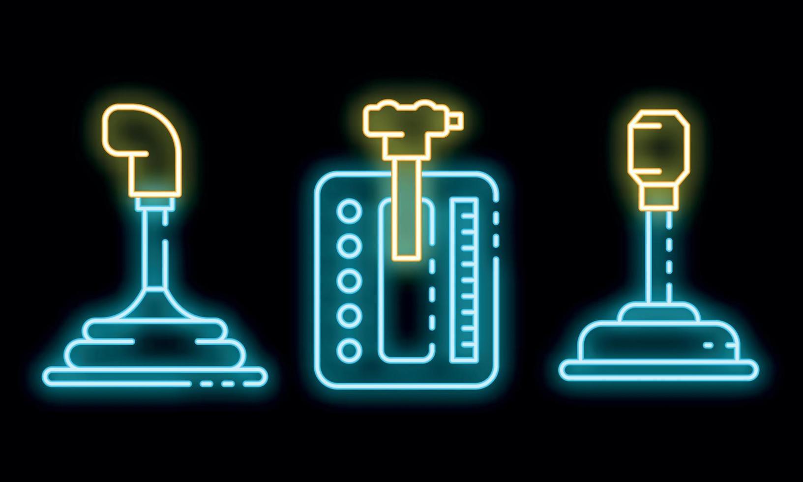 Gearbox icons set vector neon