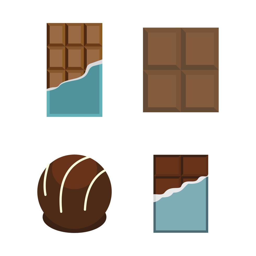 Chocolate icon set, flat style vector